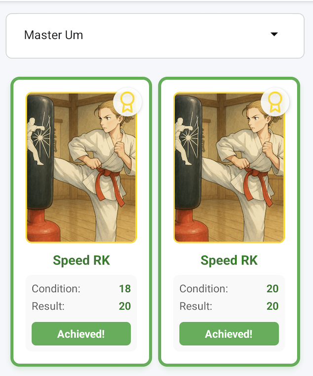 Martial arts achievement badge for Speed RK