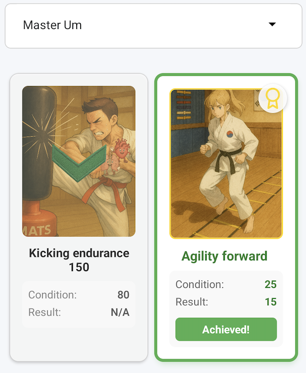 Martial arts achievement badge for Agility forward